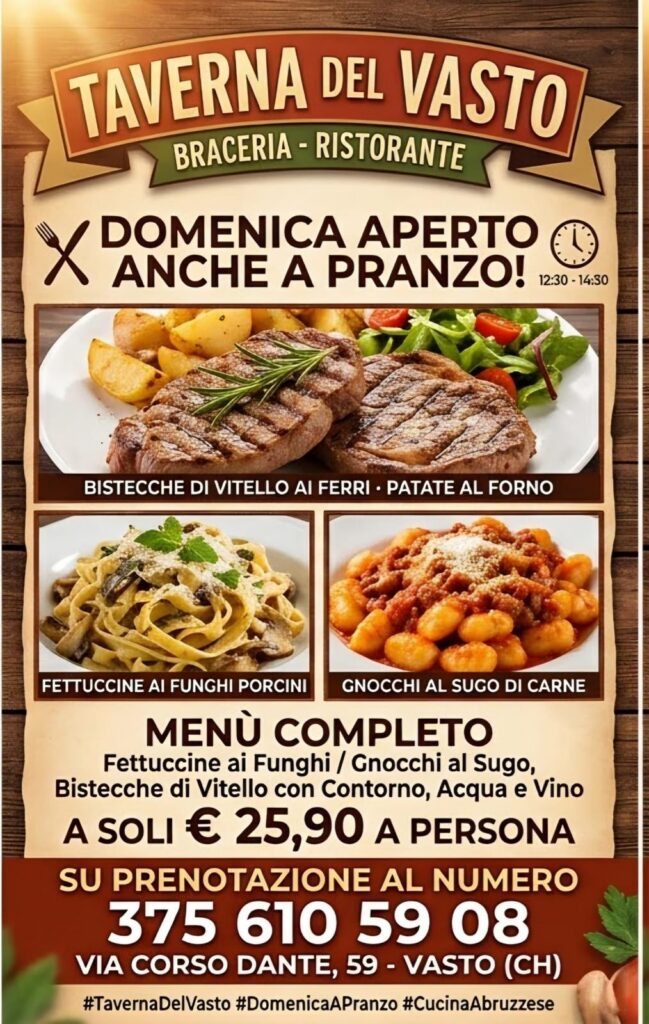 Domenica aperti anche a Pranzo
